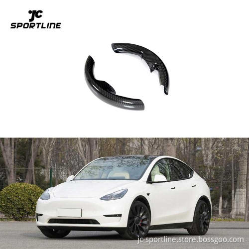 Dry Carbon Fiber Steering Wheel Covers for Tesla Model 3 & Y 2017-2023